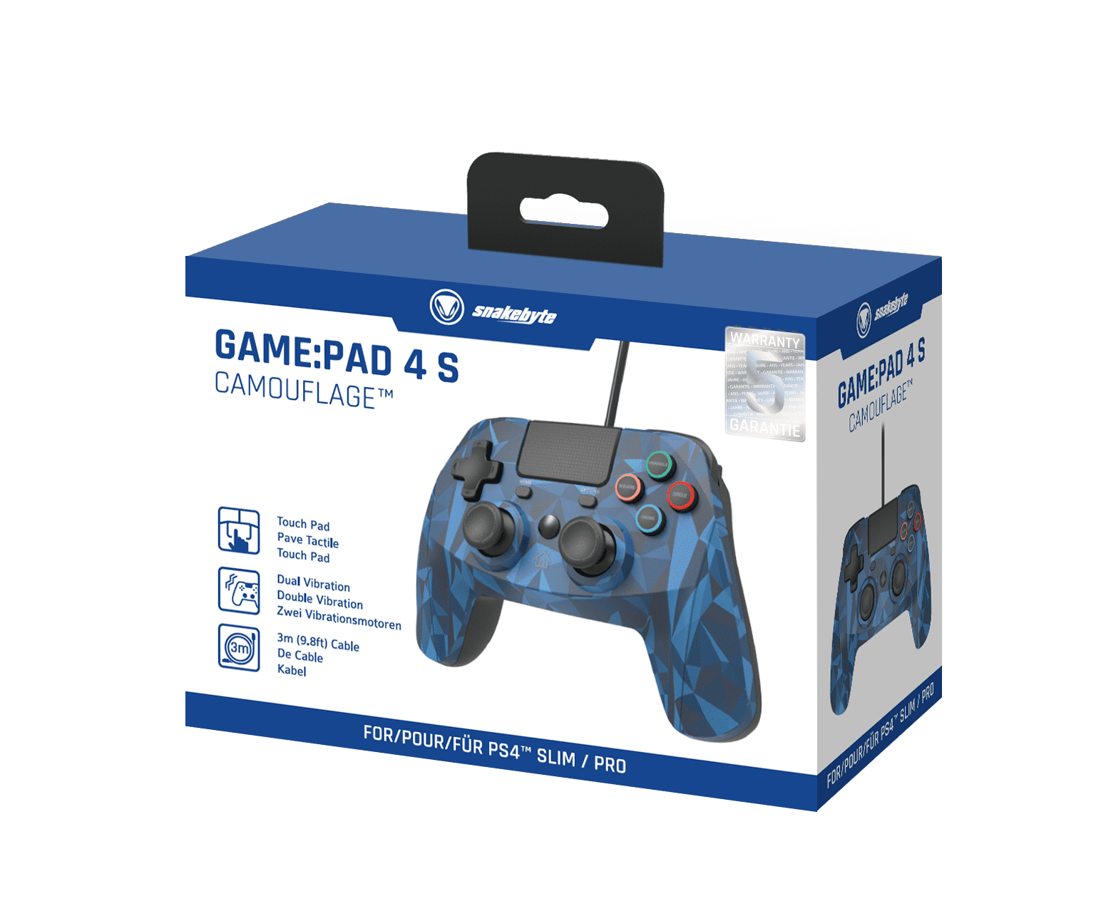benzine aanvulling risico Snakebyte PlayStation 4 Game: Pad 4 S Wired Controller, Blue Camo -  Walmart.com
