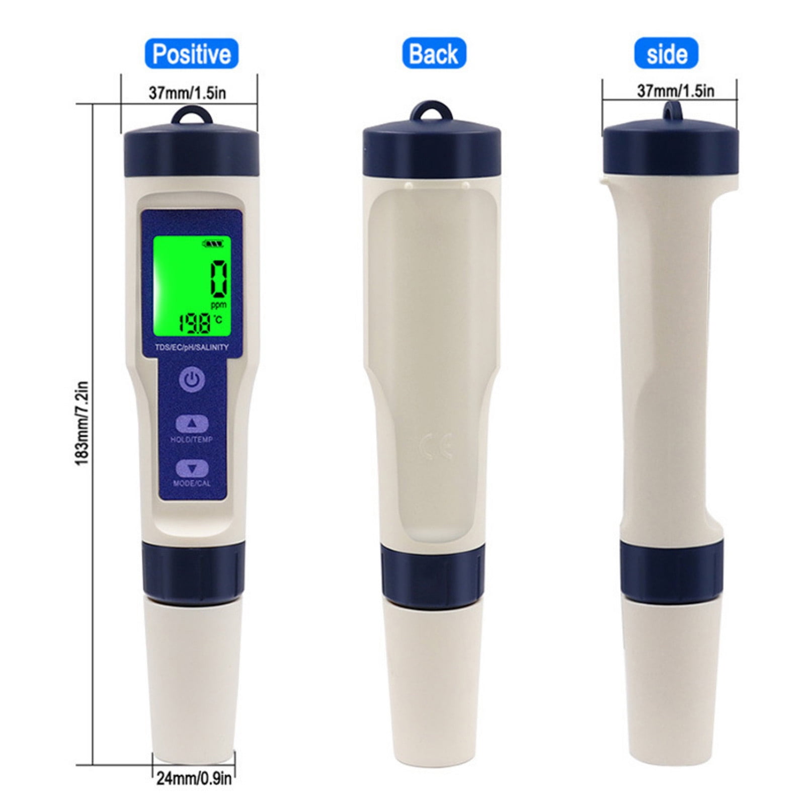 Pool Salt Tester, Digital Salt Water Pool Tester & Ph Tester, Salt Tester for Saltwater Pool, Digital Salinity Tester for Water, 5 In 1 Salinity Ph Temp EC and Tds Meter for Pool, Saltwater Aquarium