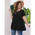 thumbnail image 5 of Womens Plus Size Short Sleeve Casual Summer Round Neck Shirts Tunics for Leggings, 5 of 6