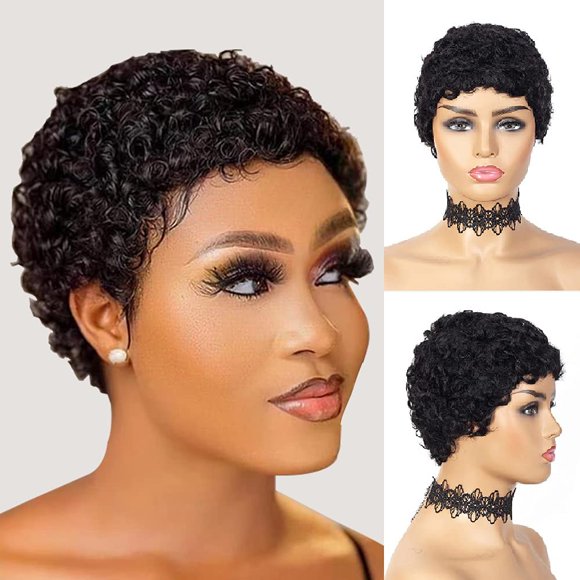 AmPm Honey Ombre Blonde Short Layered Hairstyles for Round Faces Pixie Cut Wig Machine Made short human hair wigs for black women