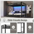 thumbnail image 5 of Full over Full Bunk Bed with Storage Shelves & Drawers, Multifunctional Metal Bunk Bed with USB Ports & LED Lights, Convertible Lower Bed to Sofa for Space Saving, Black, 5 of 15