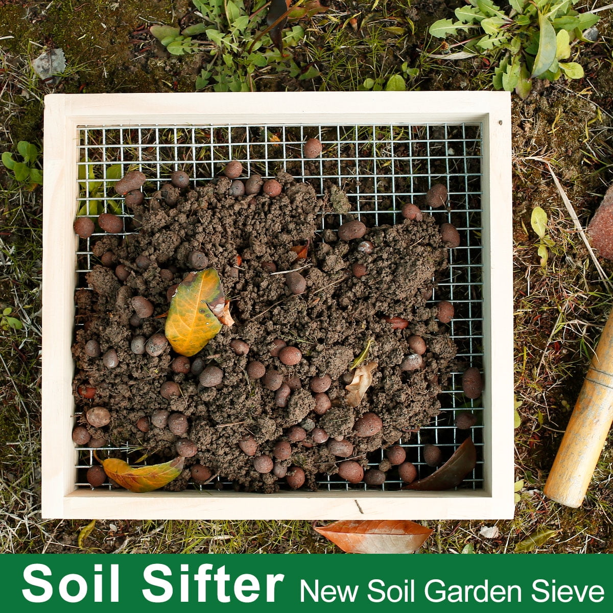 Compost Strainer,Soil Sifter Lightweight Wood Sifter for Rocks