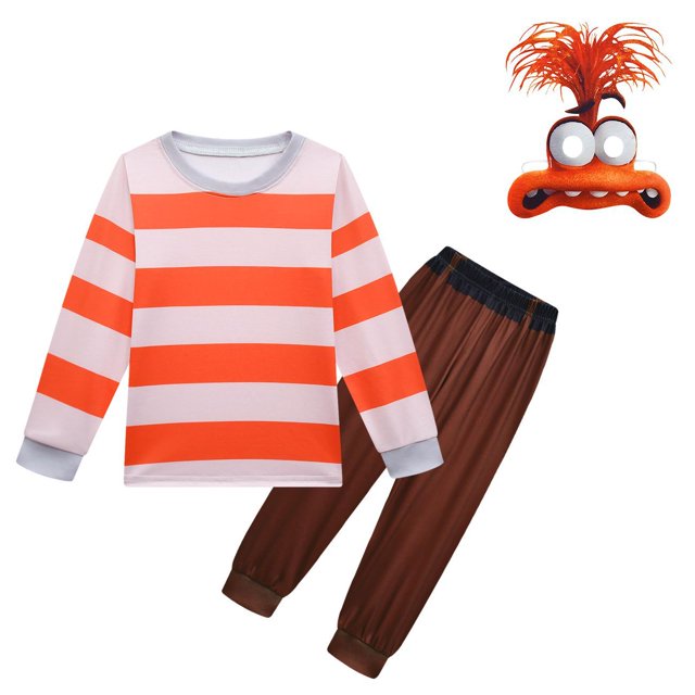 Disfraz de película de Halloween para niños, mono de Cosplay de ansiedad de dibujos animados, Sudadera con capucha y pantalones, conjunto de ropa para niños