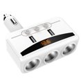 thumbnail image 1 of Adaptador para cargador de coche, divisor de 3 tomas para encendedor de cigarrillos, doble puerto USB con pantalla de voltaje de 12V/24V, compatible con iPhone, iPad, Tablet, Galaxy, HTC, LG, etc. Levamdar 2033064-2, 1 of 8