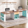 thumbnail image 5 of SEDETA Two Person Desk with Drawers, 90 Inch Long Computer Desk with Storage Shelves, Double Gaming Desk, Wooden Office Desk, Writing Table with Storage for Home Office, White, 5 of 9