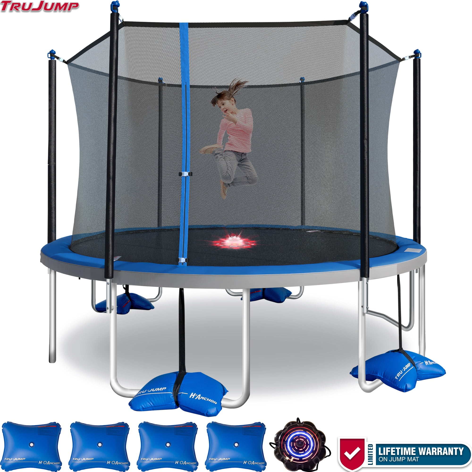 Bounce Pro 10' Trampoline with Flash Light Zone & Bungee Cords