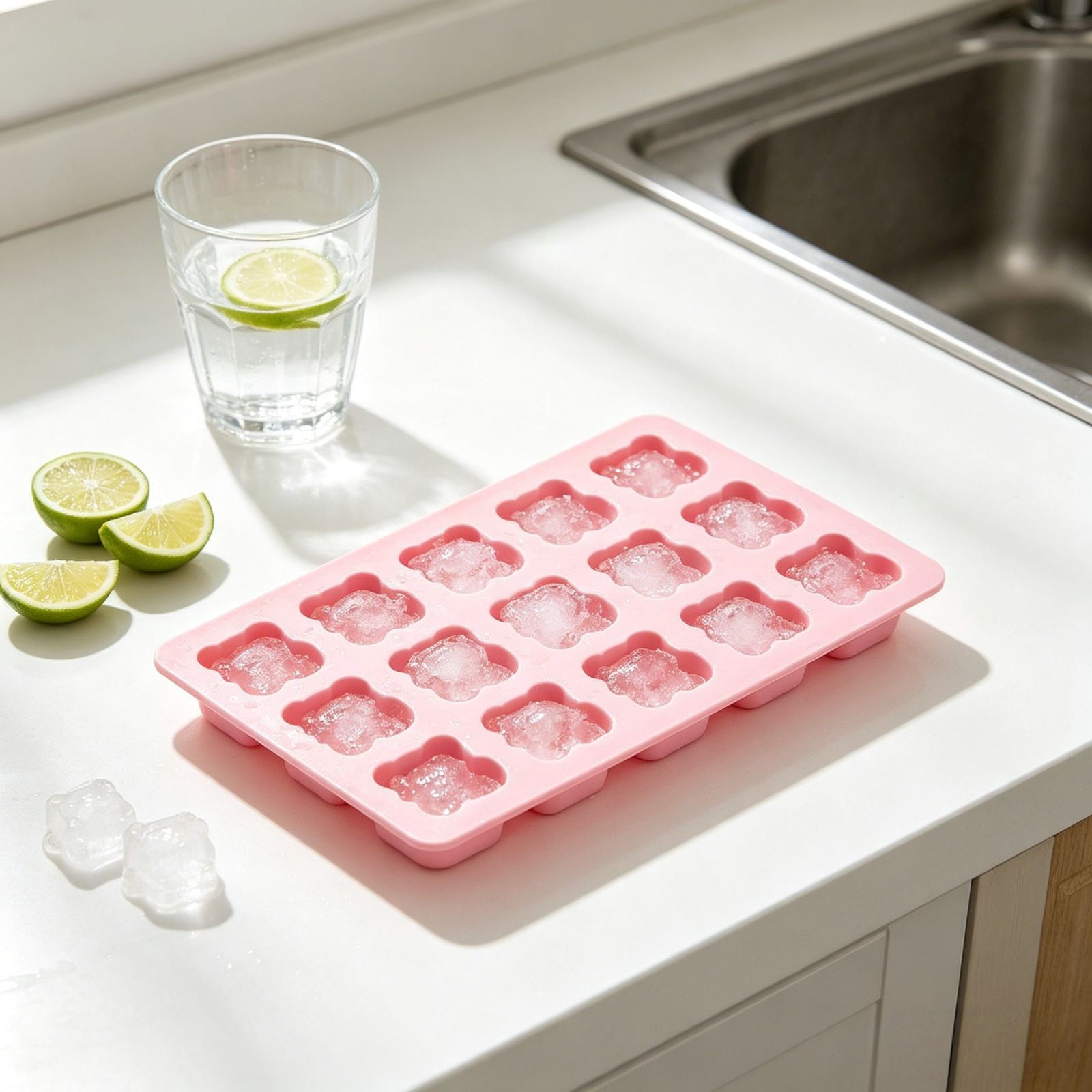 UJMNHYGT Ice Cube Trays Easy Release, Flexible Silicone Ice Cube Molds with Removable Lid, Reusable Freezer Ice Trays Stackable for BPA Free