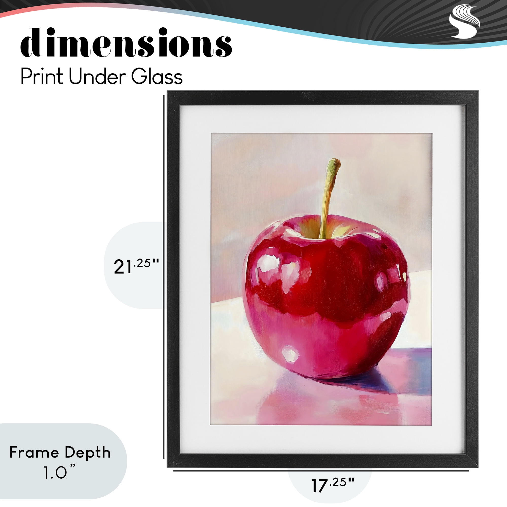 Stupell Industries Shiny Red Apple Reflection Black Framed Print Under Glass, design by The Prints Vibe