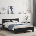 Bed frame with headboard LED lighting Black 135x190 cm