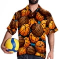 thumbnail image 4 of Basketball Men's Short Sleeve Button Down Hawaiian Shirts for Summer Beach Casual Printed Style, 4 of 6