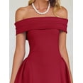 thumbnail image 6 of Red Off Shoulder A-Line Midi Cocktail Dress For Women Evening Party Wedding, 6 of 8