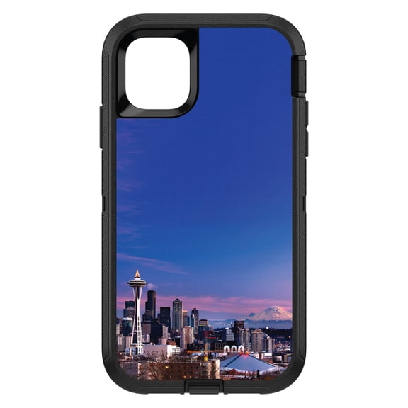 DistinctInk Custom SKIN / DECAL compatible with OtterBox Defender for iPhone 11 Pro MAX (6.5" Screen) - Seattle Skyline Night - Show Your Love of Seattle
