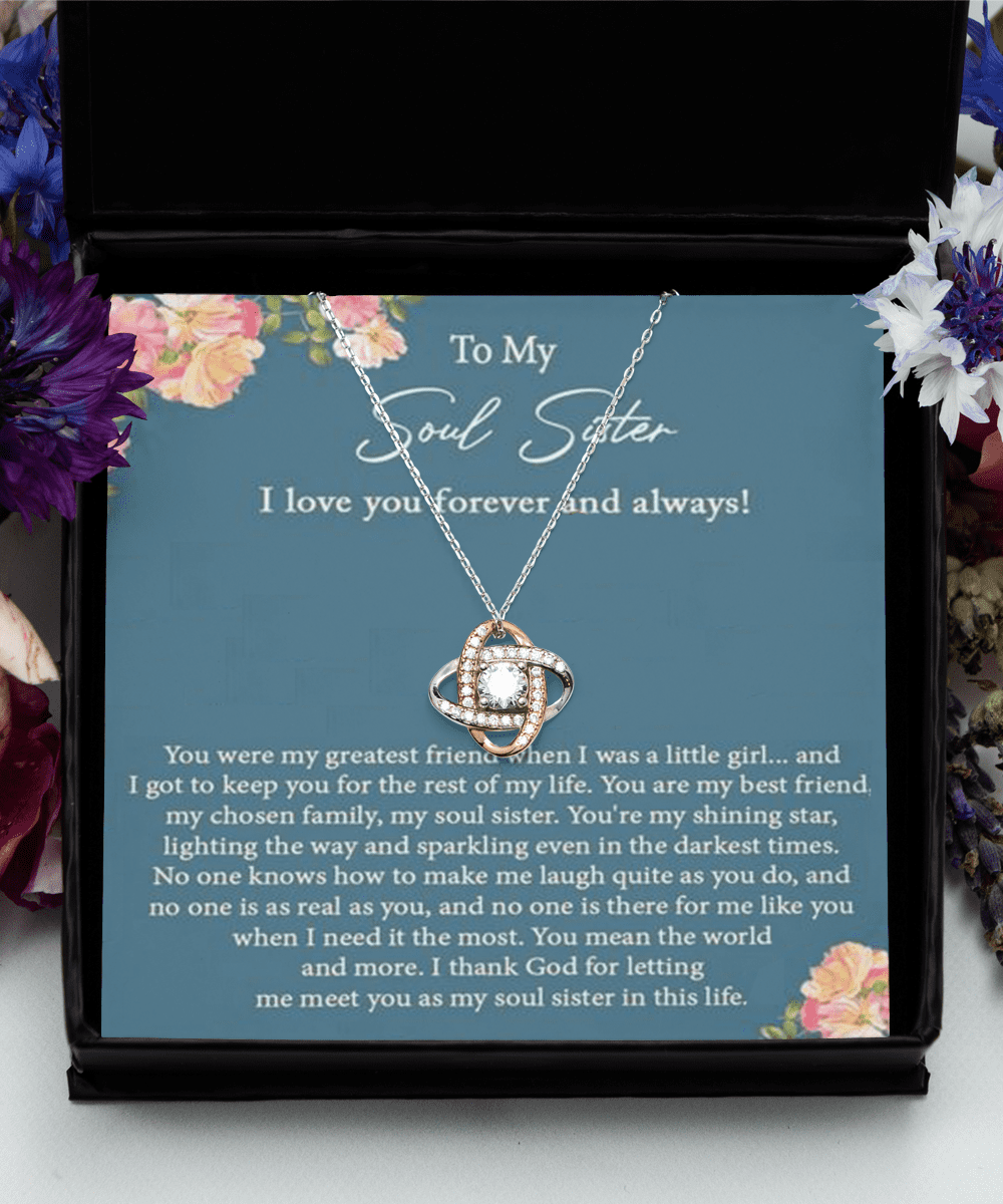 Love Knot Rose Gold Necklace,Soul Sister Love Knot Rose Gold Necklace, Best Friend Forever Gift, Soul Sister Gift, Jewelry Gift
