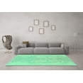 thumbnail image 3 of Ahgly Company Machine Washable Indoor Round Abstract Turquoise Blue Modern Area Rugs, 5' Round, 3 of 4