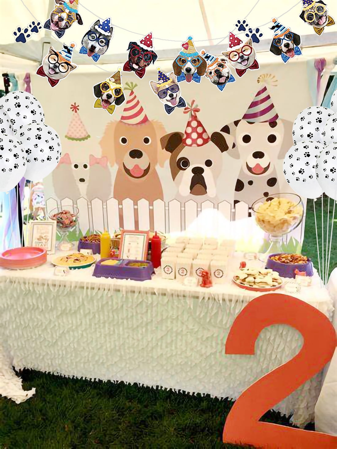 Dog Theme Birthday Party Supplies, Set Dog Face Party Banner 10