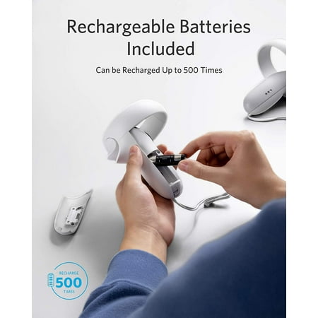 Anker - Charging Dock with Rechargeable Batteries for Meta Quest 2 VR Headset and Controllers - White