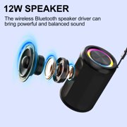 Jierben Waterproof Speaker, 12W Portable Bluetooth Speaker, LED Lights, Portable Outdoor Wireless Speaker for Shower, Beach, Travel, Gift Ideas, Gray