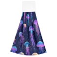 thumbnail image 7 of Yayeee Kitchen Hanging Hand Towels Set of 2 with Loop Bathroom Absorbent Tie Towel, Dark Blue Jellyfish Pattern, 7 of 7