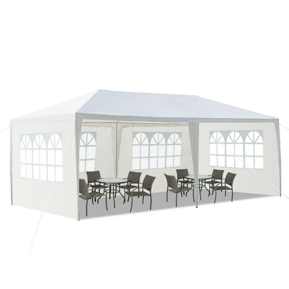 Zimtown 10' x 20' Canopy Tent Wedding Party Gazeb Tent Garden with 4 Sidewalls White