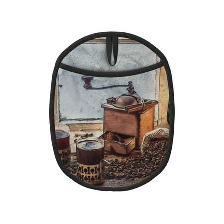 

Qekee Oil Lamp Coffee Beans Pattern Silicone Pot Holders Oven Mitts Heat Resistant Hot Pads Non Slip Pot Holder Towel Cloth Interior Lining