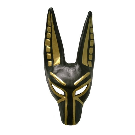 Adult's Black And Gold Egyptian Anubis Party Festival Tie Mask Costume Accessory