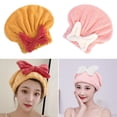 thumbnail image 3 of Tnobhg Quick Dry Hair Towel for Women Girls Cute Bowknot Soft Absorbent Coral Fleece Elastic Drying Hair Hat for Curly Long Thick Hair, 3 of 8