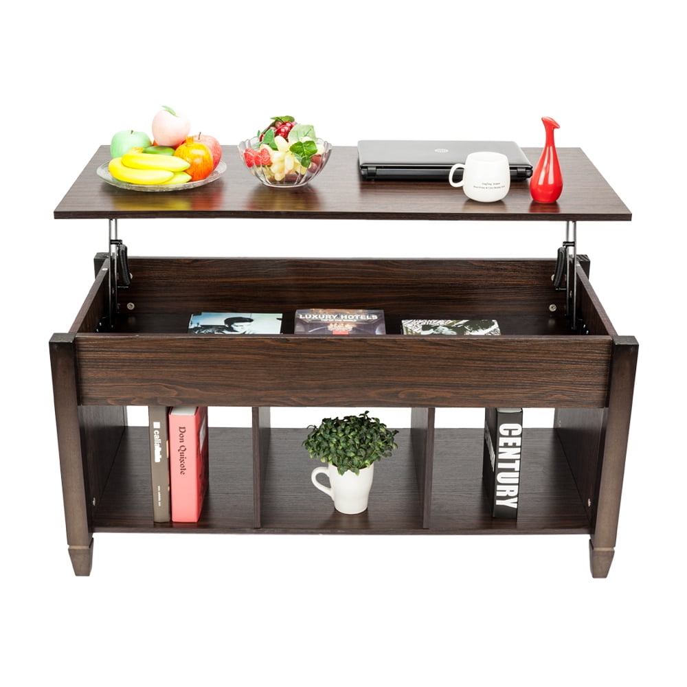 Lowestbest Solid Wood Lift Top Coffee Table, Storage Coffee Table for Living Room, Bedroom