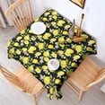 thumbnail image 2 of Yellow Lemon Fruit Flowers Black Pattern Square Tablecloth,Waterproof Square Table Cover,Wipeable Spillproof Washable Table Cover for Home Kitchen Party Decor 42"X42"(107x107cm), 2 of 6