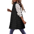 thumbnail image 5 of Fashionable Women's Long Down Vest Women's Casual Sleeveless Hooded Down Vest Jacket for Fall and Winter, Lightweight, Winter Clothes for Women,Black,L, 5 of 6
