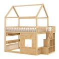 thumbnail image 5 of Harper & Bright Designs Full Size House Loft Bed with LED Light, Wooden Loft Bed with Shelves, Stairway Loft Bed with Guardrail & Ladder for Girls and Boys, Natural, 5 of 8