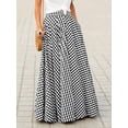 thumbnail image 3 of Black And White Gingham High Waist Flowing Maxi Skirt, Casual A-Line Skirt, 3 of 4