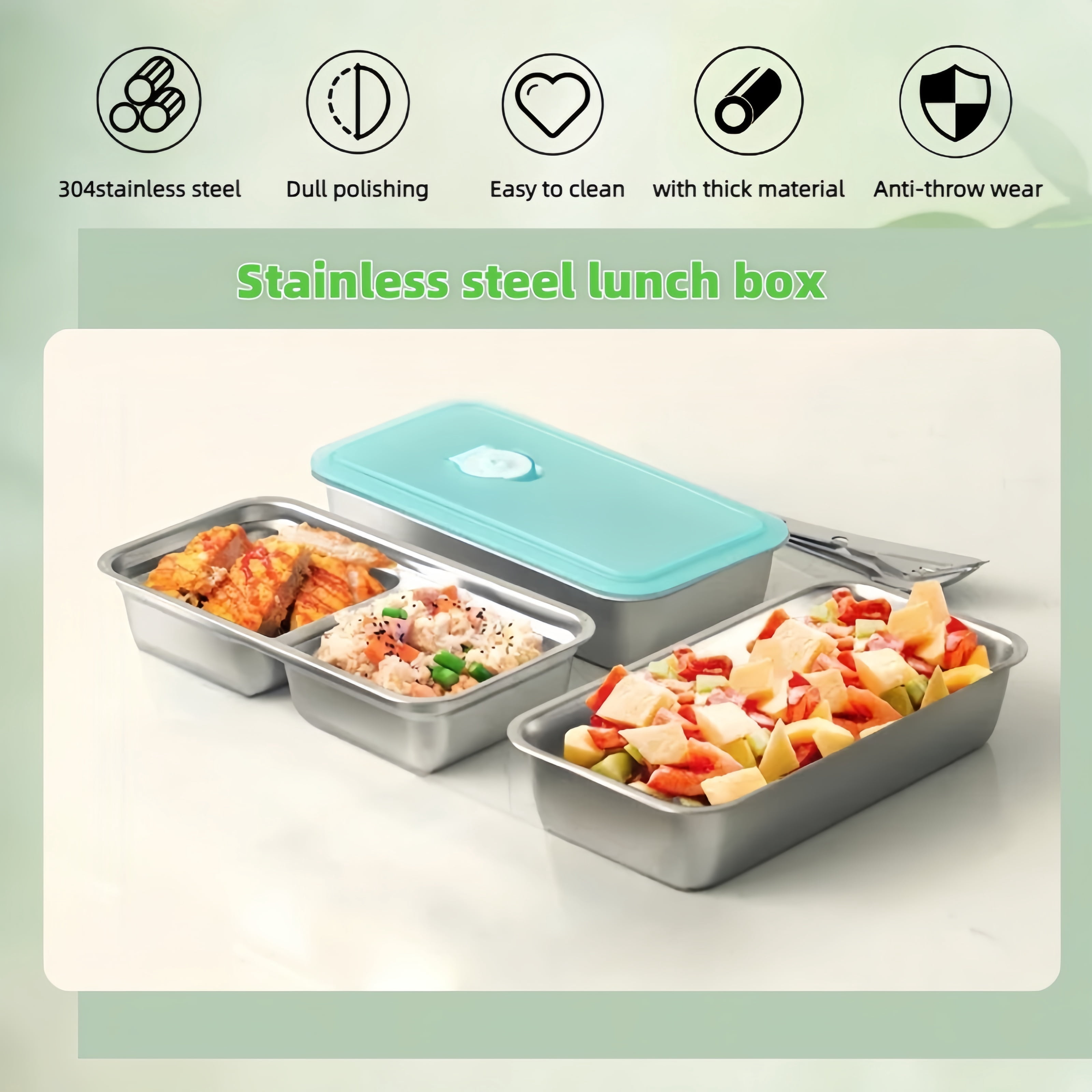 4 Pack Stainless Steel Snack Containers – 2-Compartment Reusable Bento Box, Metal Snack Box with Lids, Leakproof & Portable Food Storage for Travel, Lunch, and Outdoor Use