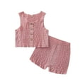 thumbnail image 2 of BONIXOOM Girls Clothes Toddler Outfits Kids Clearance Clothes Sleeveless Round Neckline Buckle Christmas Set Pink 18-24 Months, 2 of 9