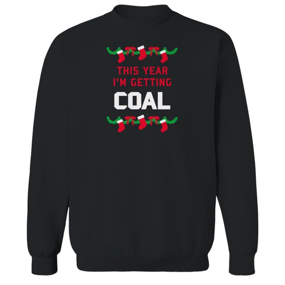 Christmas Holiday This Year Coal Graphic Black Men's Cotton Pullover Sweatshirt