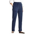 thumbnail image 2 of Cyglowse Womens Corduroy Pants Casual Elastic High Waisted Straight Leg Pull On Trousers Loose Comfy Cotton Slacks with Pockets Blue XL, 2 of 6