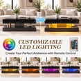 thumbnail image 6 of UHOMEPRO Black LED Coffee Table, Modern High Gloss Living Room Table Center Table with Storage Drawers, Remote Control and Marbling Print, 6 of 8