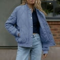 thumbnail image 2 of ZQUUVOU Women's Fall Quilted Jackets Crew Neck Lightweight Padded Jacket Casual Loose Snap Front Outerwear with Pockets Blue, 2 of 9