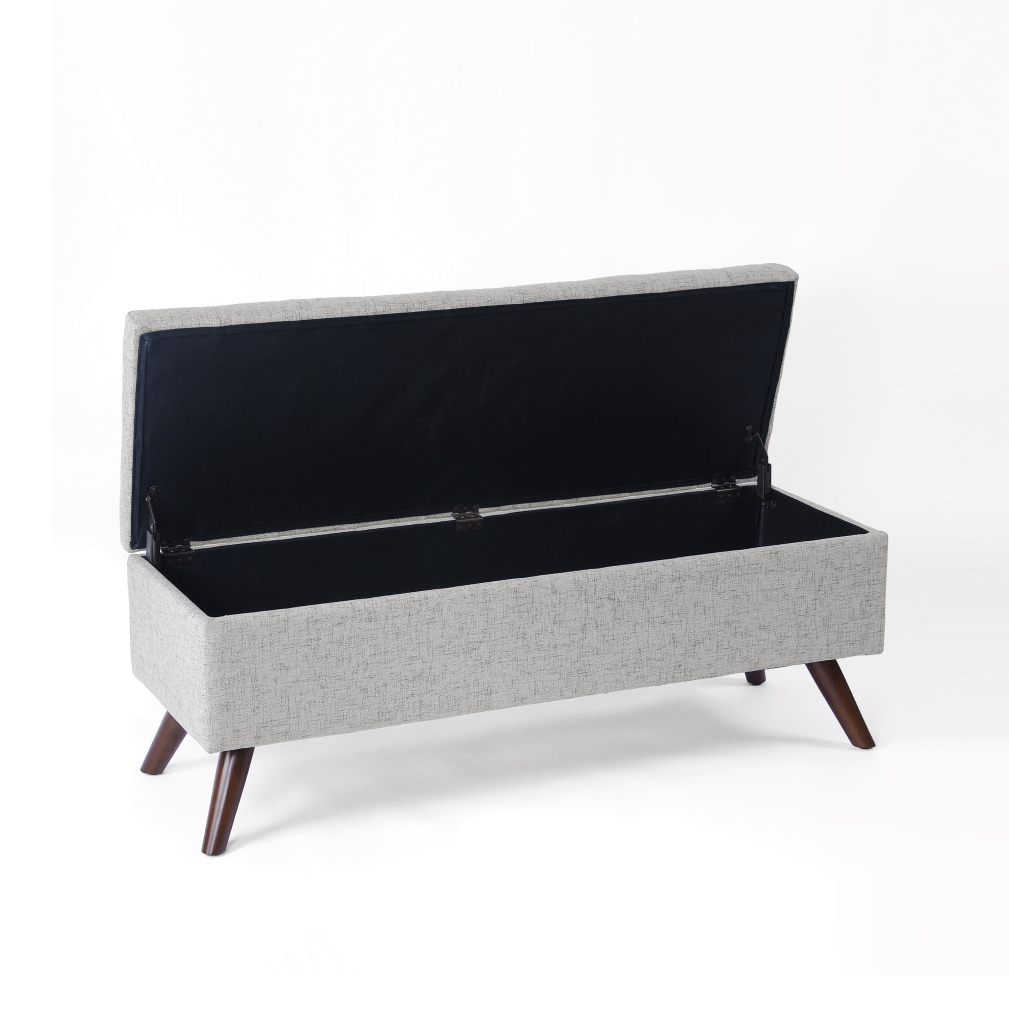 HomePop Modern Tufted Storage Bench, 48"W x 16.25"D x 18.5"H, Gray