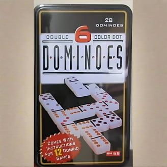 Jumbo Double Six Domino Set - 28 Thick Black Tiles - Sophisticated