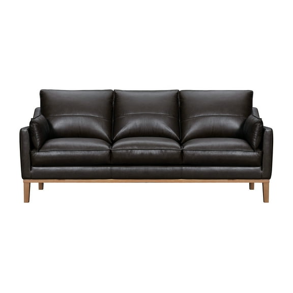 Modern Leather Sofa 87 InchComfortable Living Room Couch - Dark Brown Upholstery