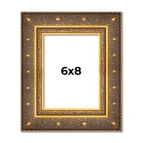 6x8 Frame Vintage Gold Solid Wood Picture Frame | 2.5 Inch Moulding Width | Ornate Bronze Museo