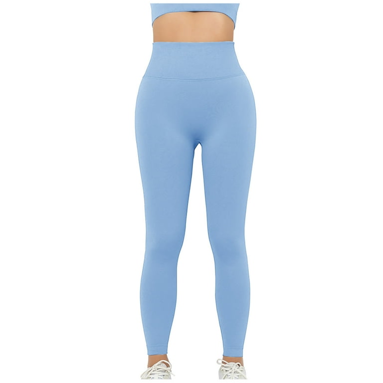 Hfyihgf High Waisted Leggings for Women Soft Comfy Tummy Control Slimming  Yoga Pants for Workout Running(Blue,L)