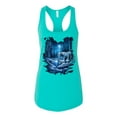 thumbnail image 2 of Wild Bobby, Tiger In The Snowy Night Animal Lover Ladies Racerback Tank Top, Tahiti Blue, Small, 2 of 3