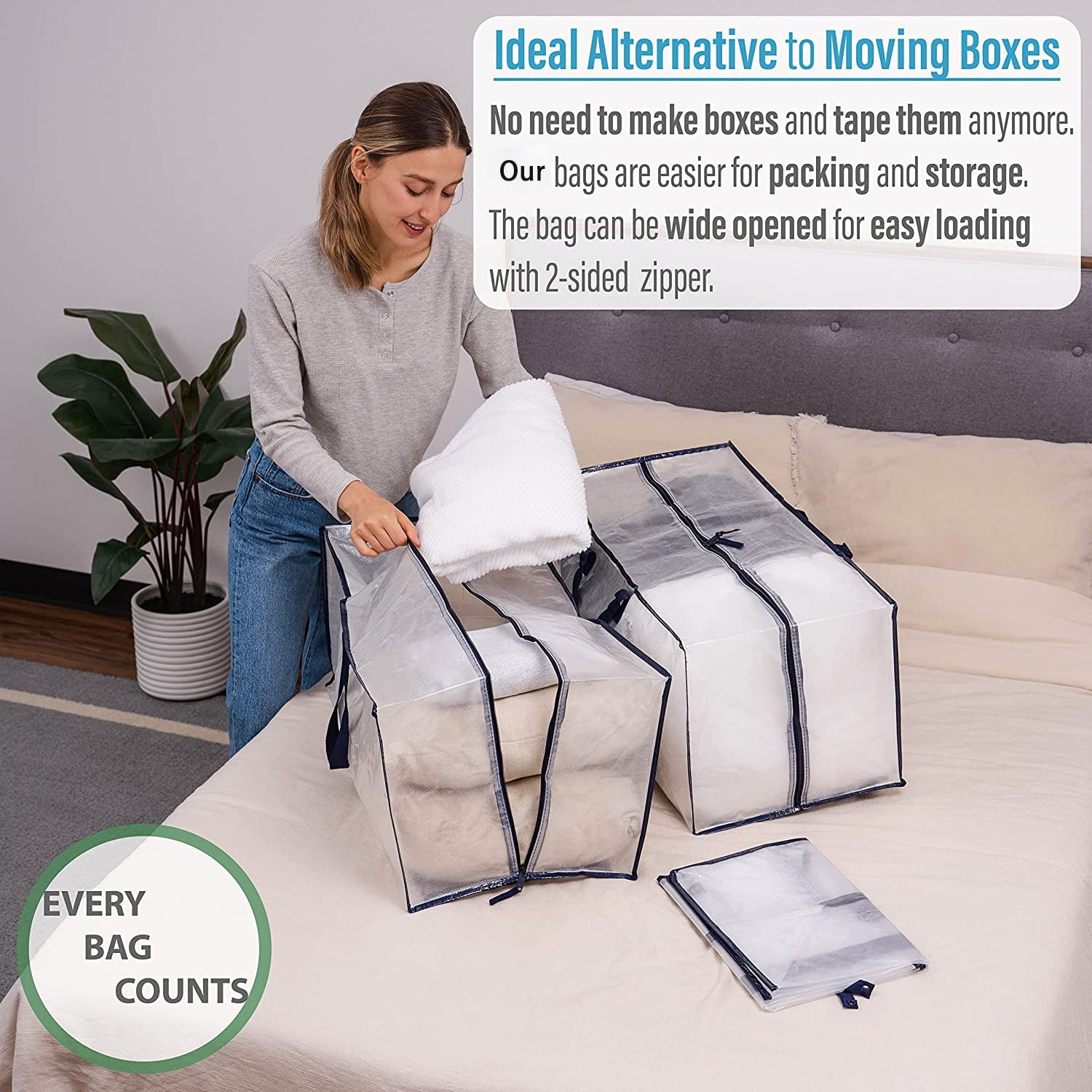 AlexHome Moving Bags Heavy Duty,Extra Large Packing Bags for  Moving,Reusable Plastic Moving Totes,Clothes Storage Containers,Moving  Supplies