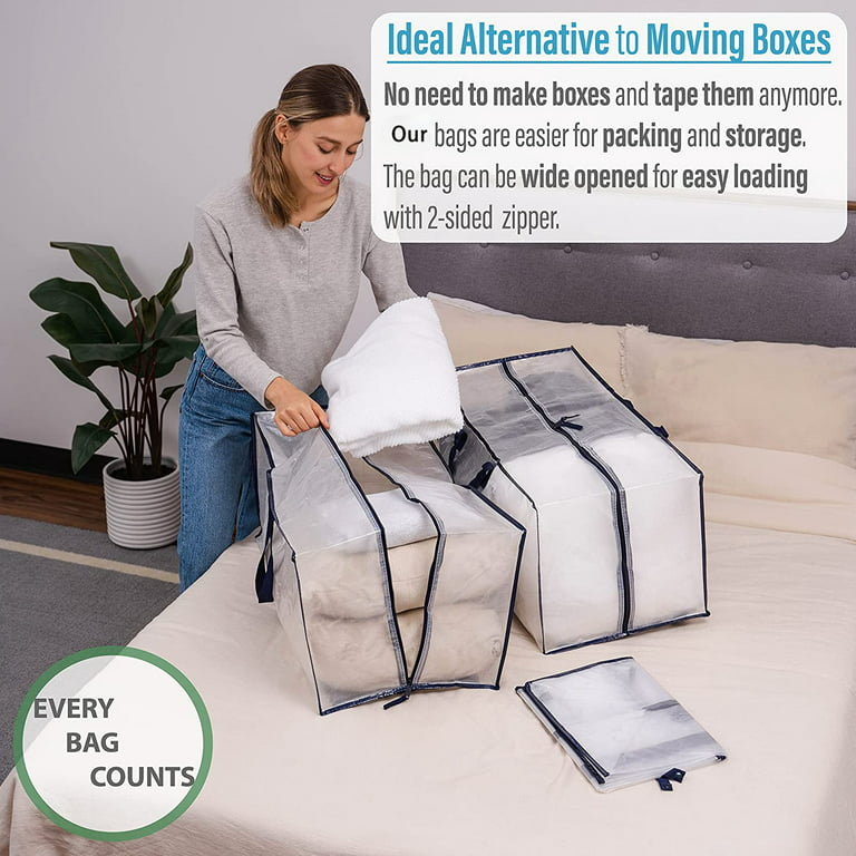 Jumbo Heavy-Duty Moving Bags, Clothing Storage Bags with Sturdy Zipper -  Better than Moving Boxes - Perfect Clothes Storage Bins, Moving Supplies