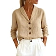 thumbnail image 2 of GUACER Long Sleeve Blouses for Women Casual Cotton Linen Button Down V Neck Loose Elegant Business Clothes, 2 of 6