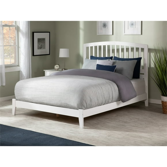 AFI Richmond Full Solid Wood Panel Bed with USB Charging Station in White