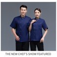 thumbnail image 3 of pitrice Summer Chef Coat Polyester Chef Uniform Buttons with Front Pockets Suit Catering Fashionable Kitchen Supplies for Coffee Bar Blue 3XL, 3 of 7