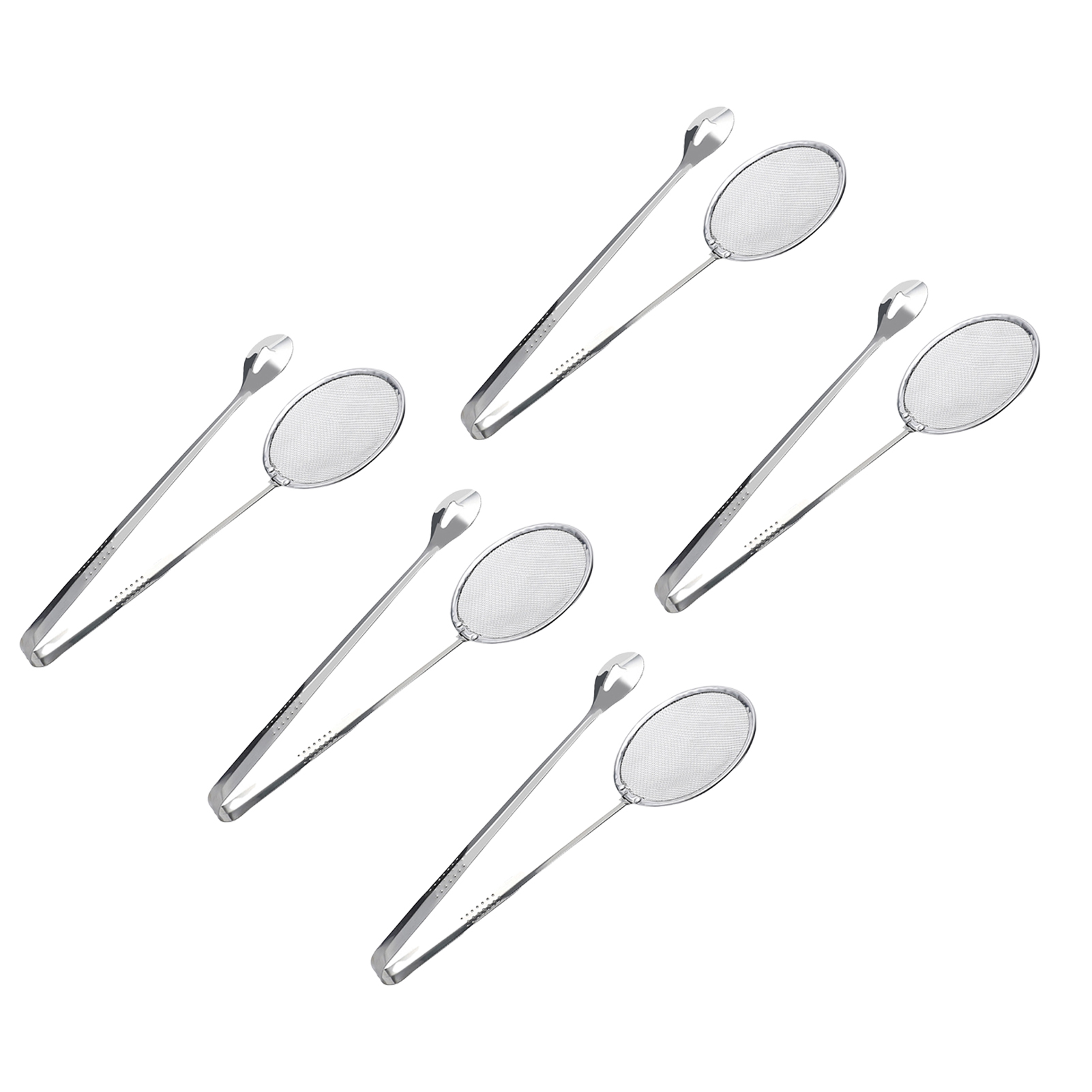 Hesroicy Set of 5 Heat-Resistant 2-in-1 Colander Spoons, Quick Filtration Skimmer Ladles, with Long Handle