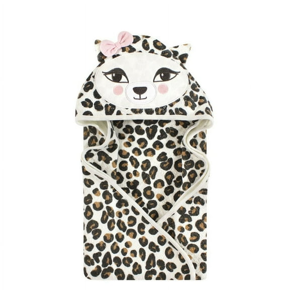 Hudson Baby Unisex Baby Cotton Animal Face Hooded Towel, Leopard, One Size